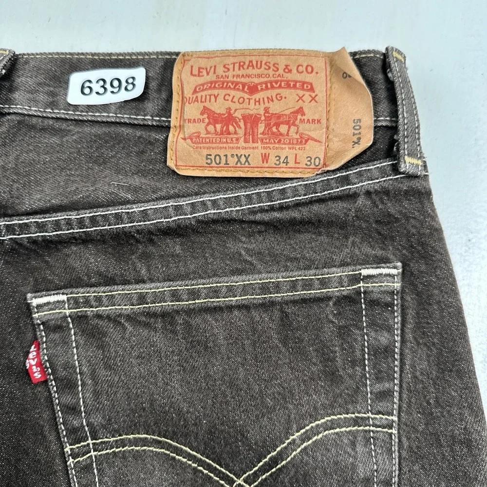Y2K Levis 501 XX‎ Straight Jeans Men Fits 32x28 Button Fly Brown Denim Mexico